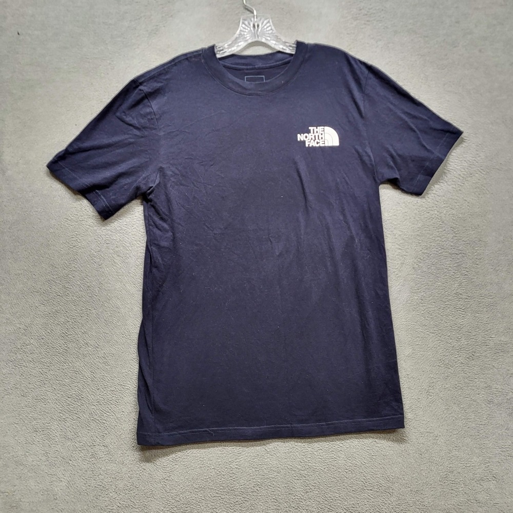 The North Face Men Shirt M Navy Logo Slogan Short Sleeve